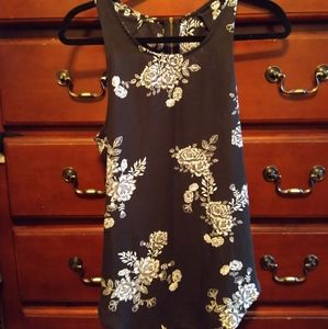 Large black tank dress shirt with white roses